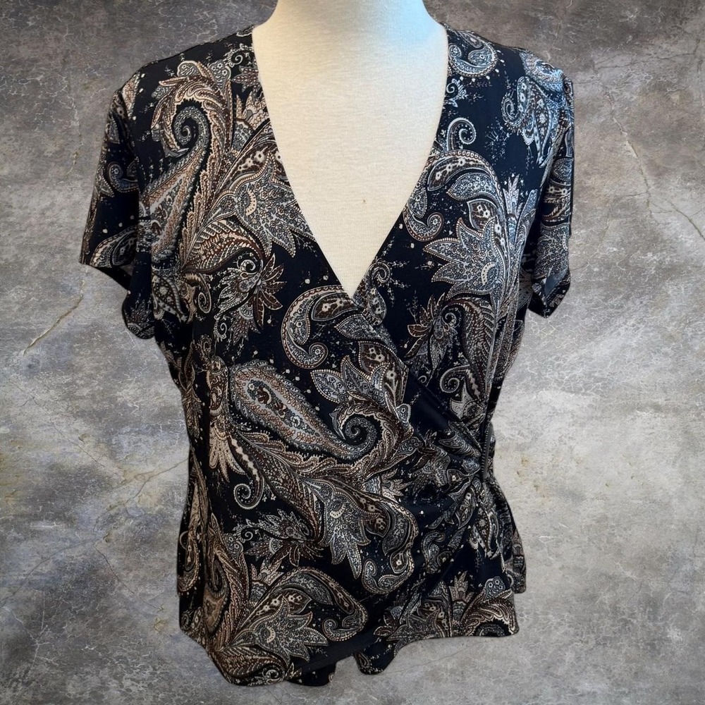 Vintage Notations Made In USA Paisley Babydoll Whimsygoth Top Women's XL 90s Y2K